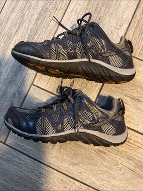 Merrell Men's Navy and Gray Trail Runners with Orange Accents